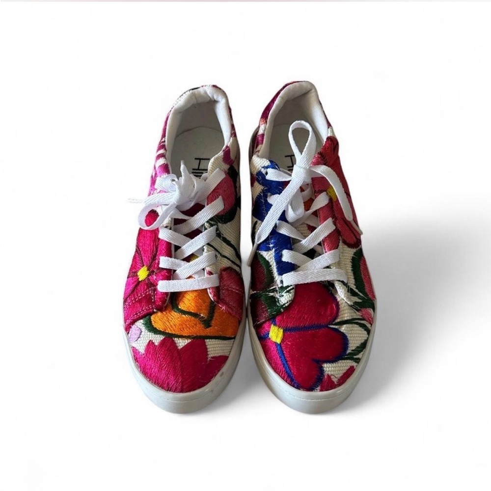 Embroidered Floral Women's Sneakers - Pink and Multicolor - Picture 3 of 6